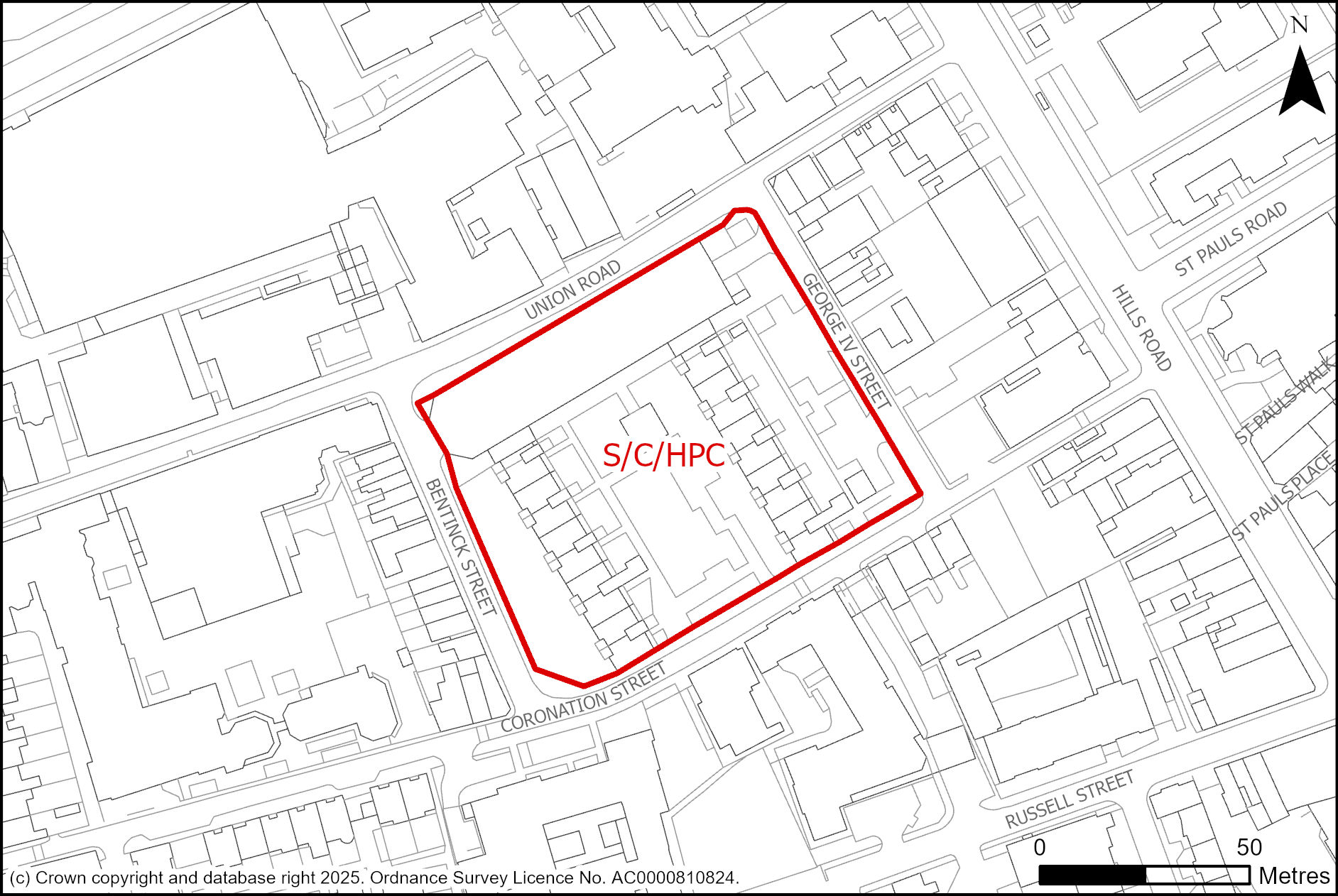 Site plan of 1-78 Hanover Court, 1-49 Princess Court and Garage at Newtown Garages 