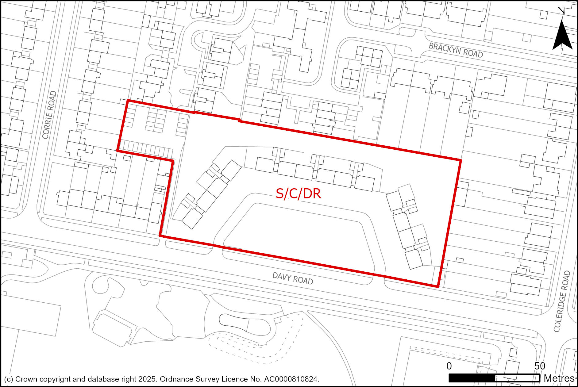 Site plan of 2-28 Davy Road and Garage blocks 