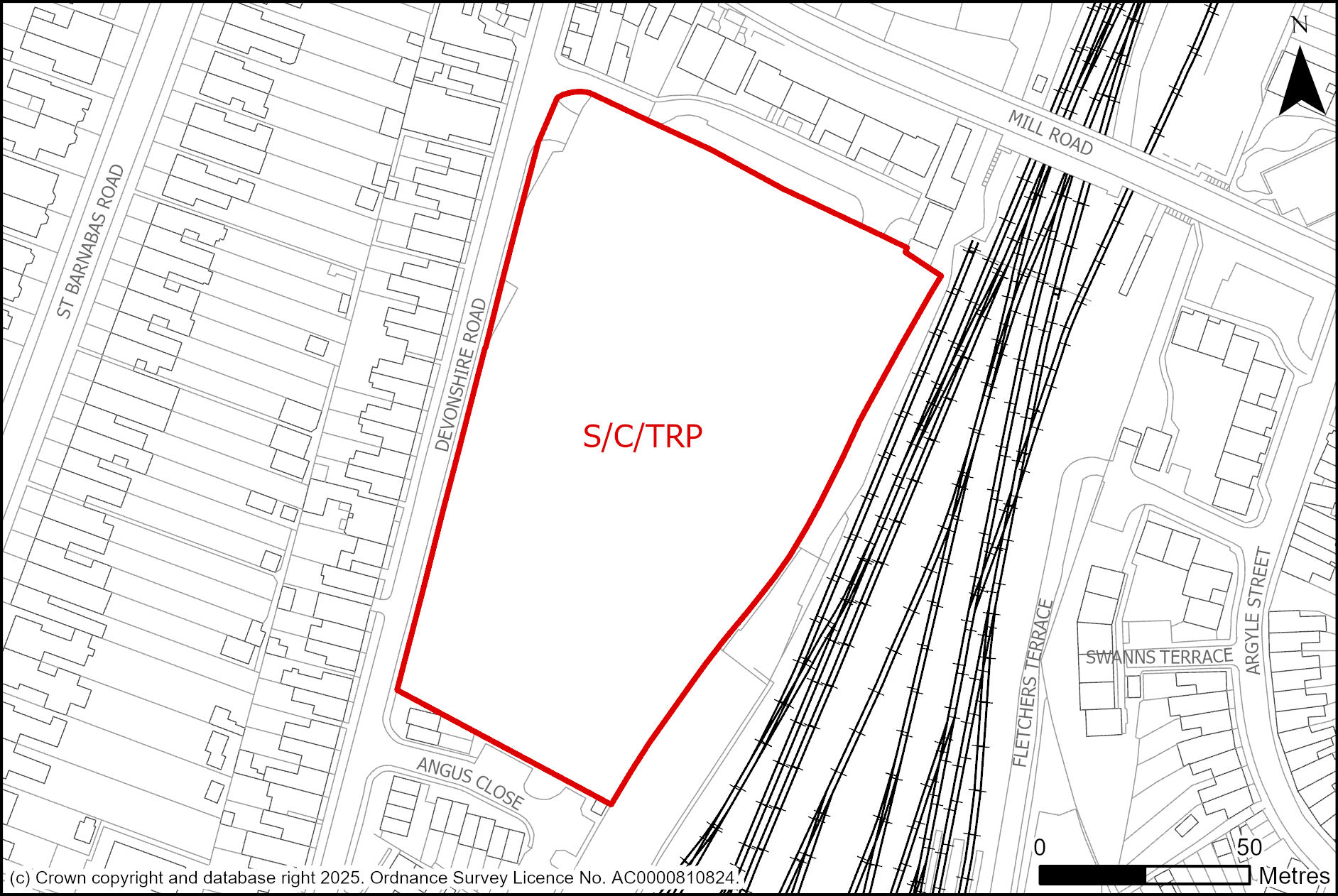Site plan of Travis Perkins, Devonshire Road