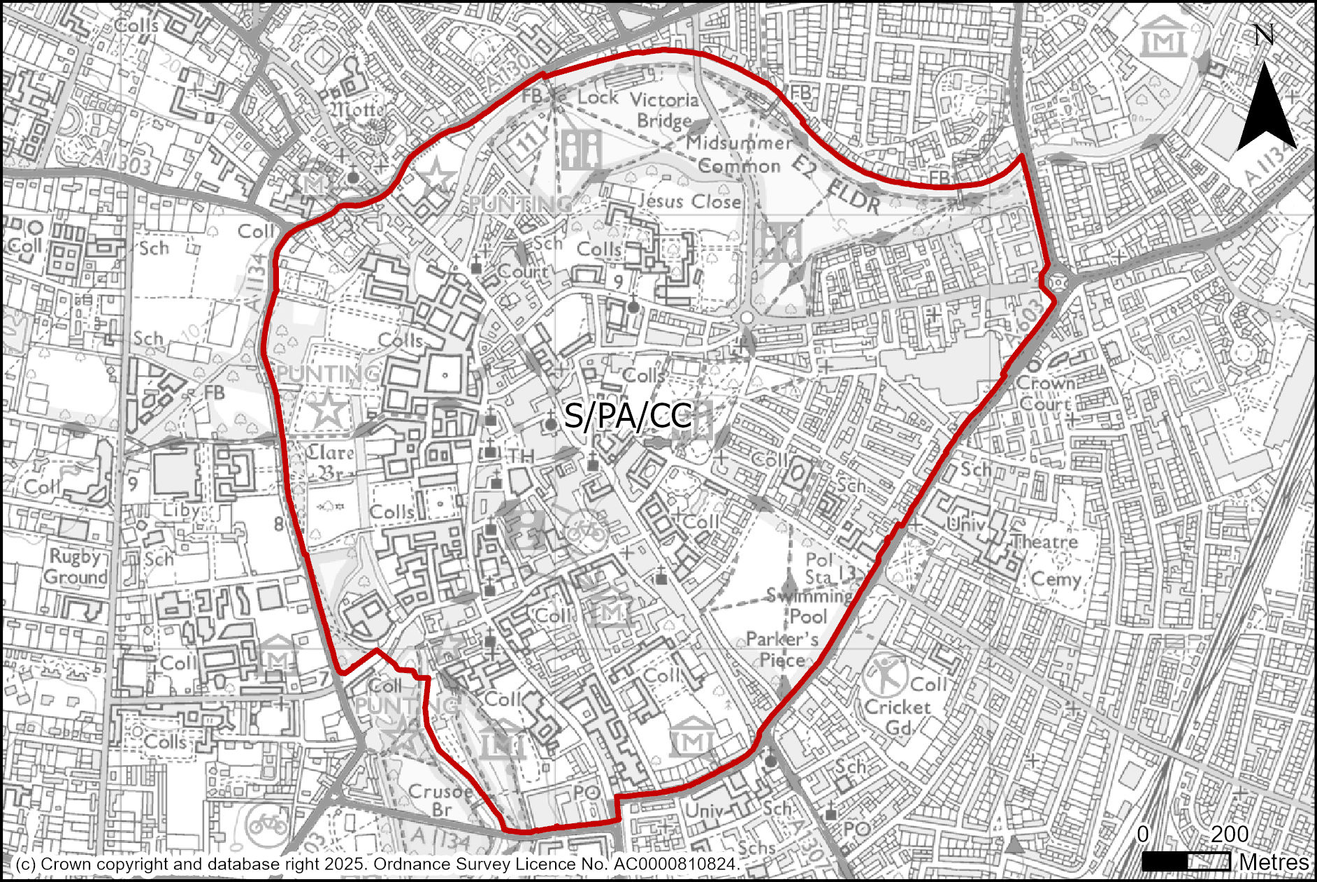 Site plan of policy S/PA/CC: Cambridge City Centre