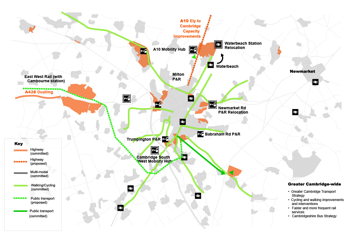 Map of existing and proposed major transport projects