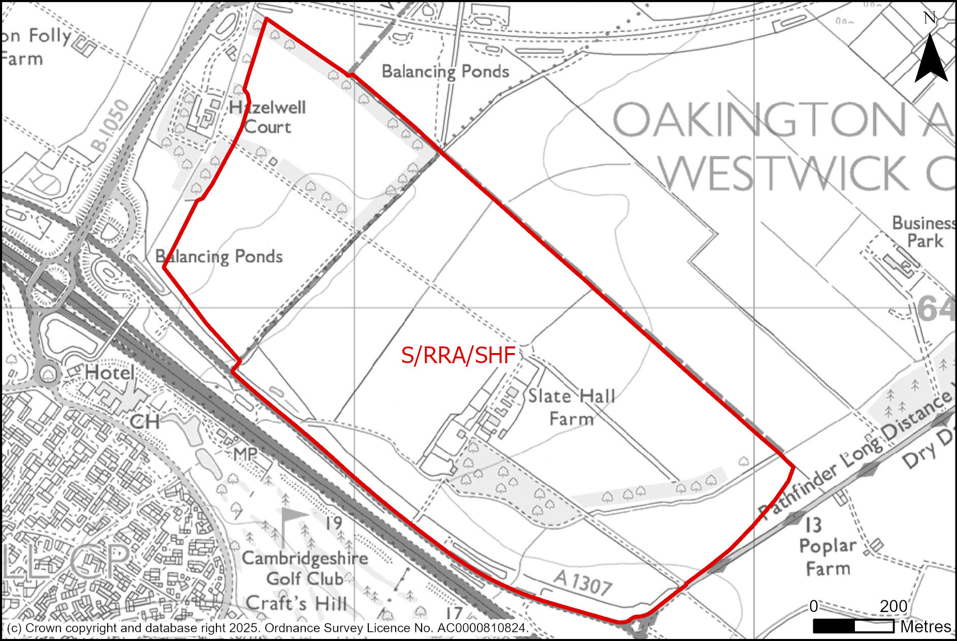 Site Plan of Policy S/SHF: Land north of A1307, Bar Hill (Slate Hall Farm) 