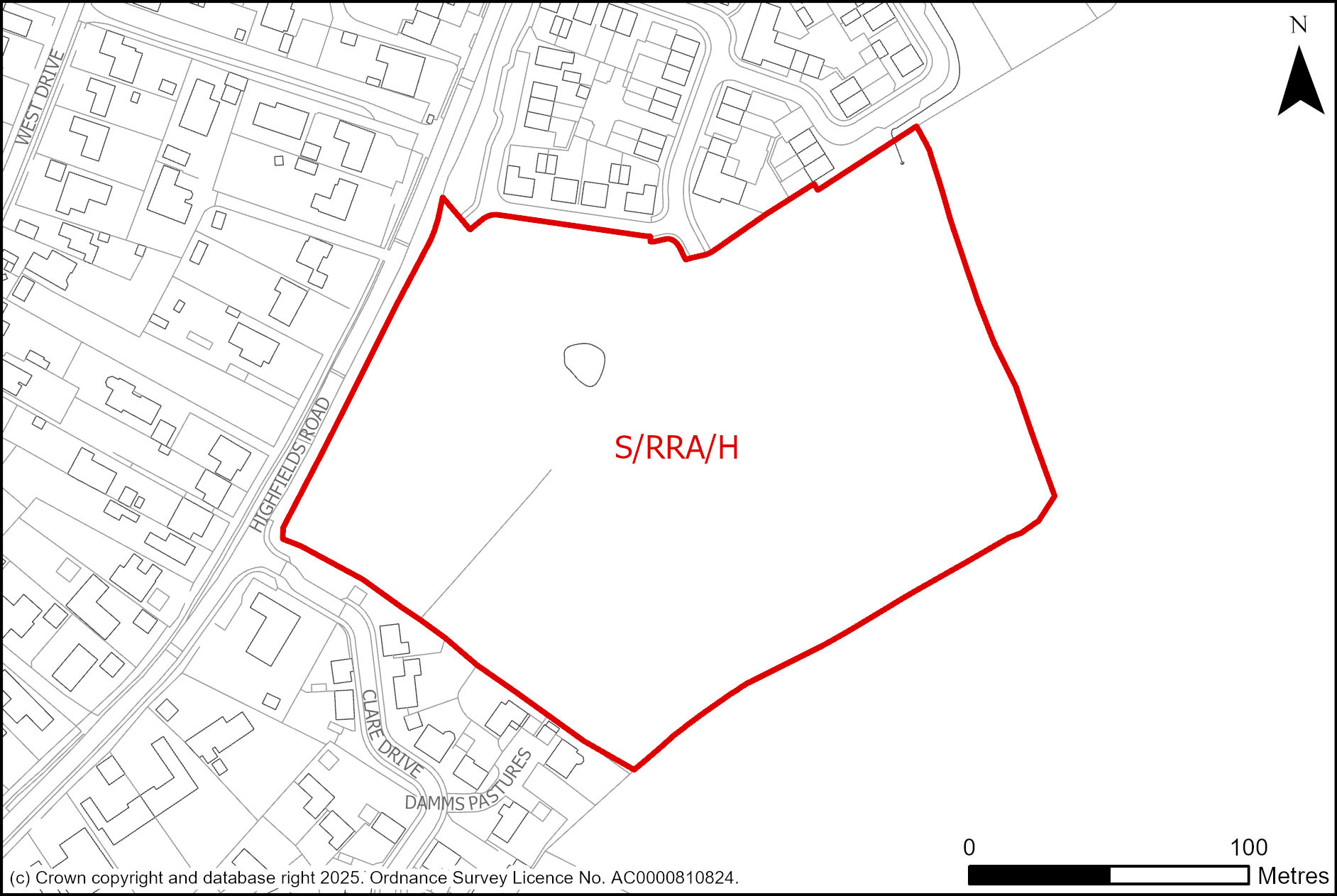 Site Plan of S/RRA/H Land at Highfields (phase 2), Caldecote 