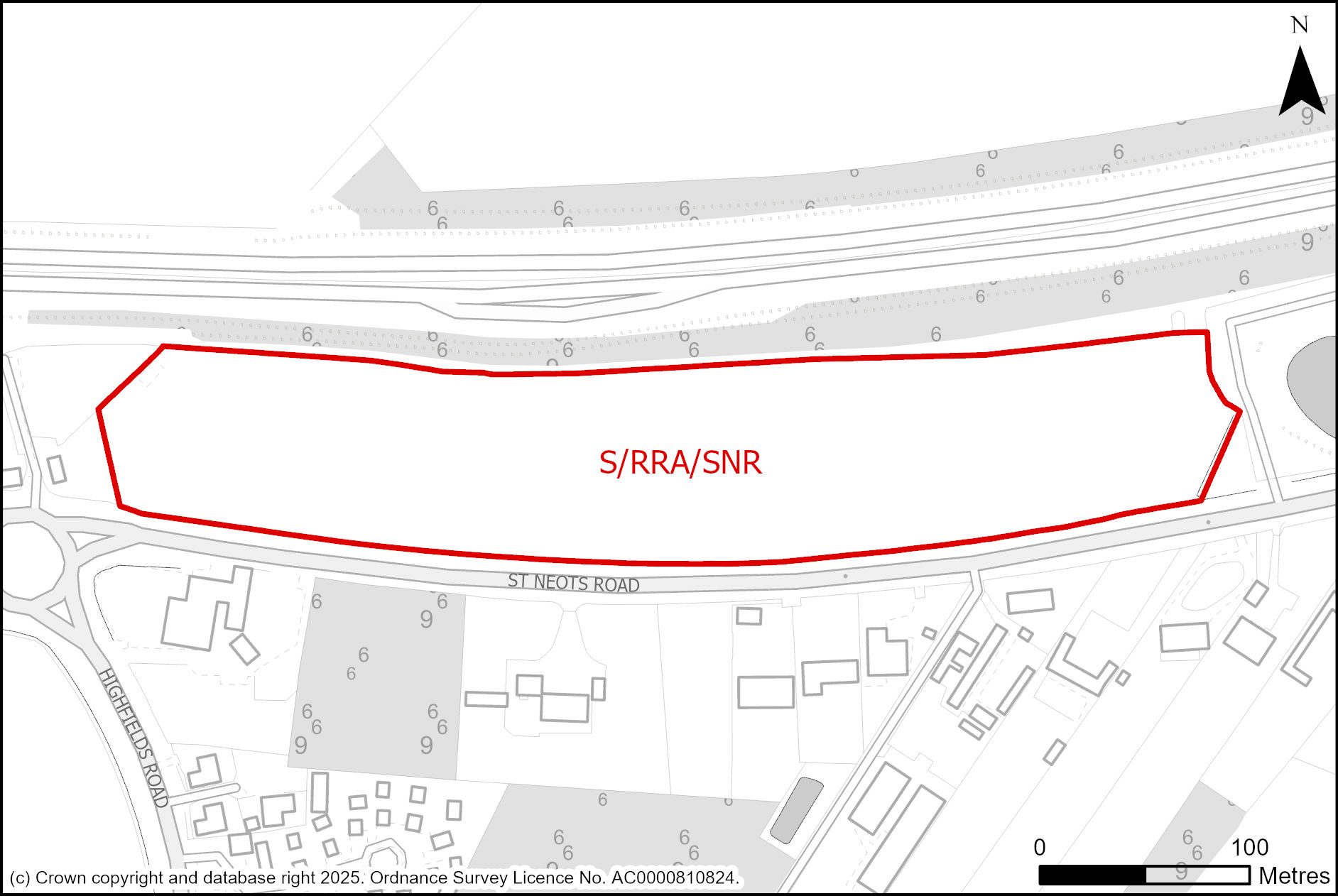Site Plan of S/RRA/SNR Land to the north of St Neots Road, Dry Drayton 