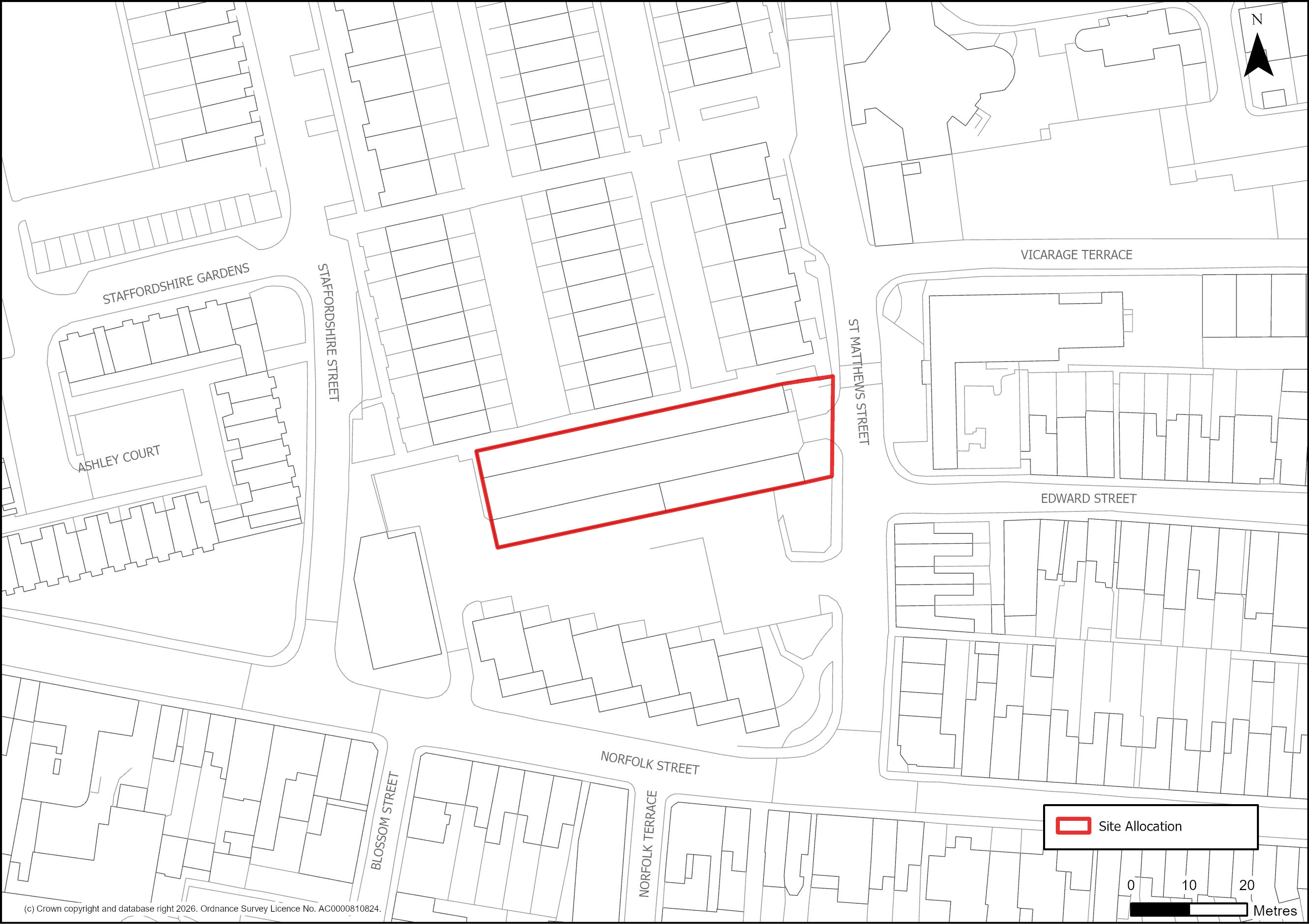 Site Plan of S/C/SMS: Garages at St. Matthews Street and Norfolk Street.