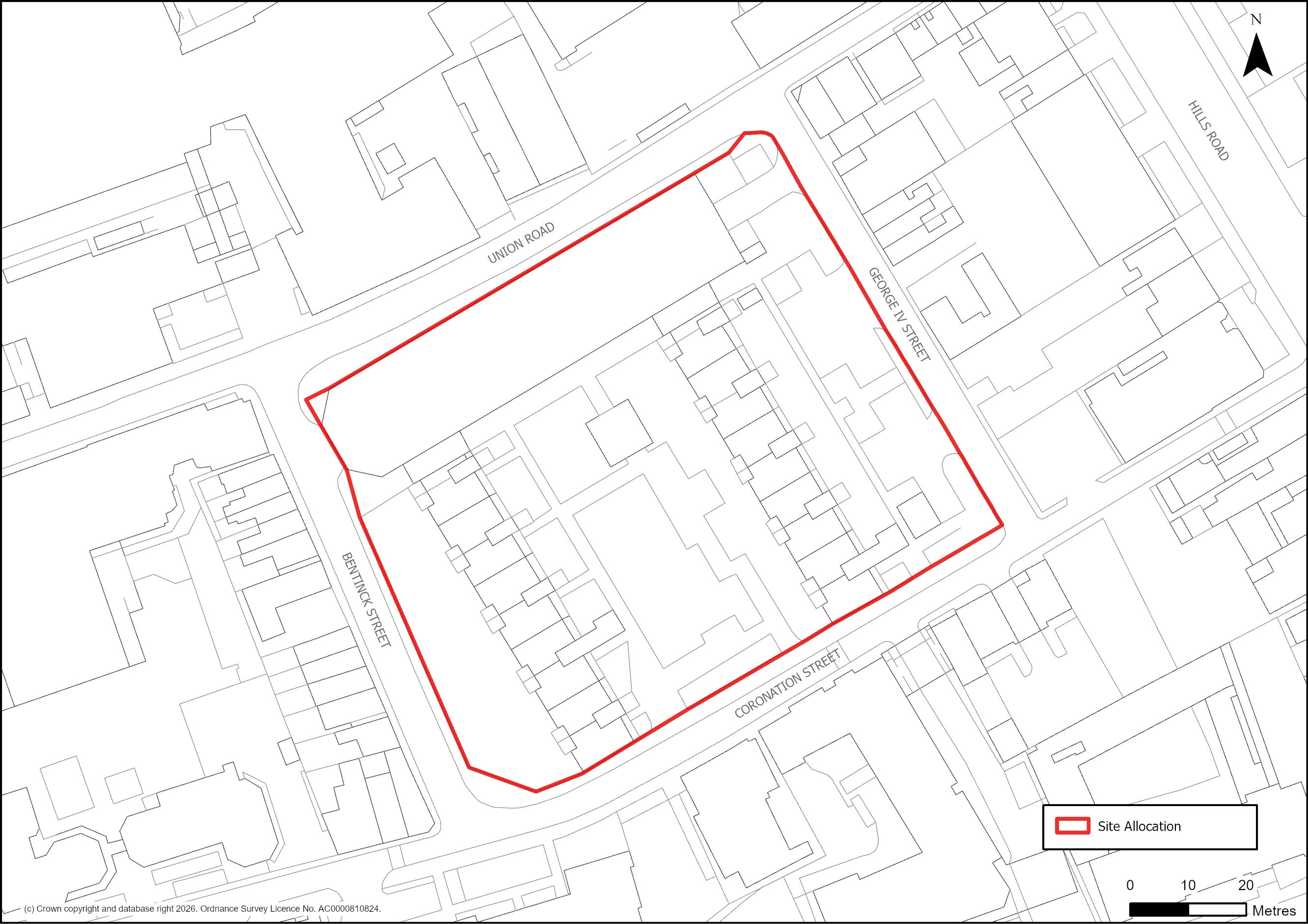 Site Plan of S/C/HPC: 1-78 Hanover Court, 1-49 Princess Court and Garage at Newtown Garages.