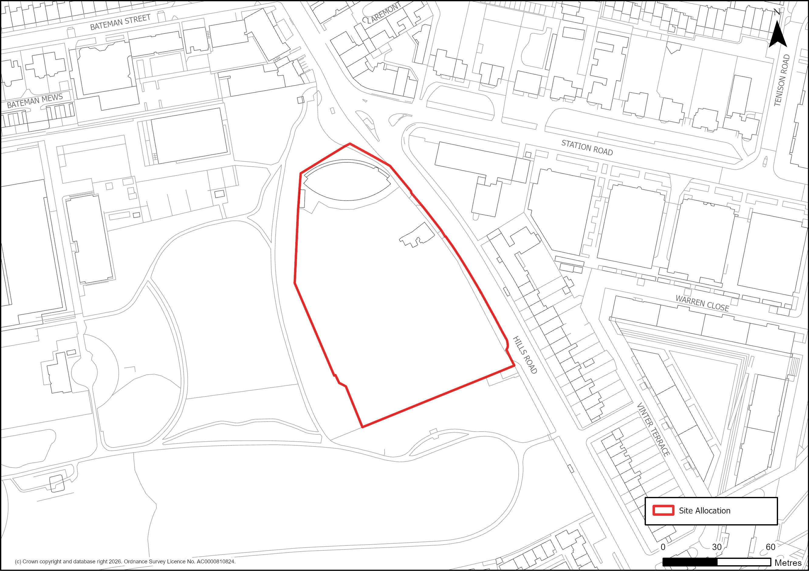 Site Plan of S/C/BJH: Betjeman House, Hills Road (Botanic Place)