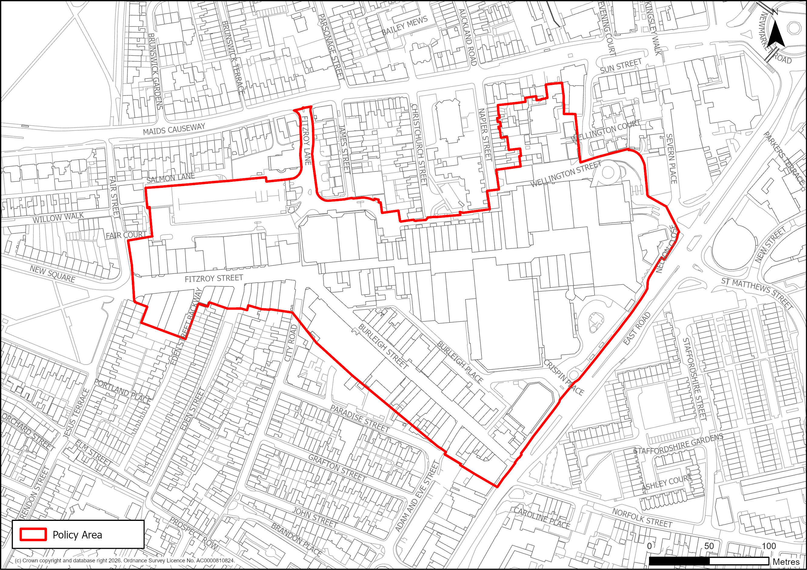 Site Plan of S/AMC/FBG: Fitzroy/Burleigh Street/Grafton Area of Major Change