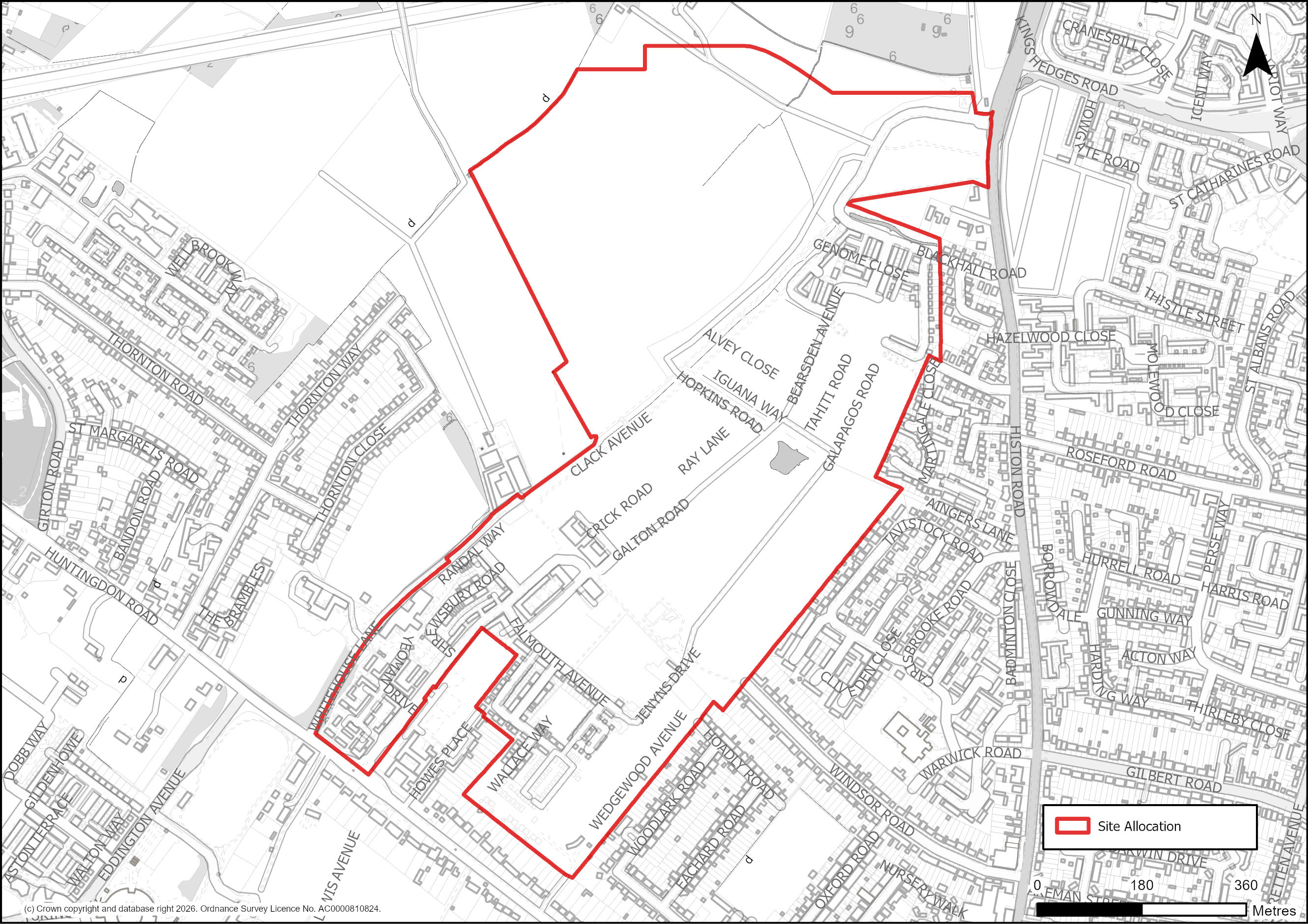 Site Plan of Policy S/HHR: Land between Huntingdon Road and Histon Road (Darwin Green), Cambridge
