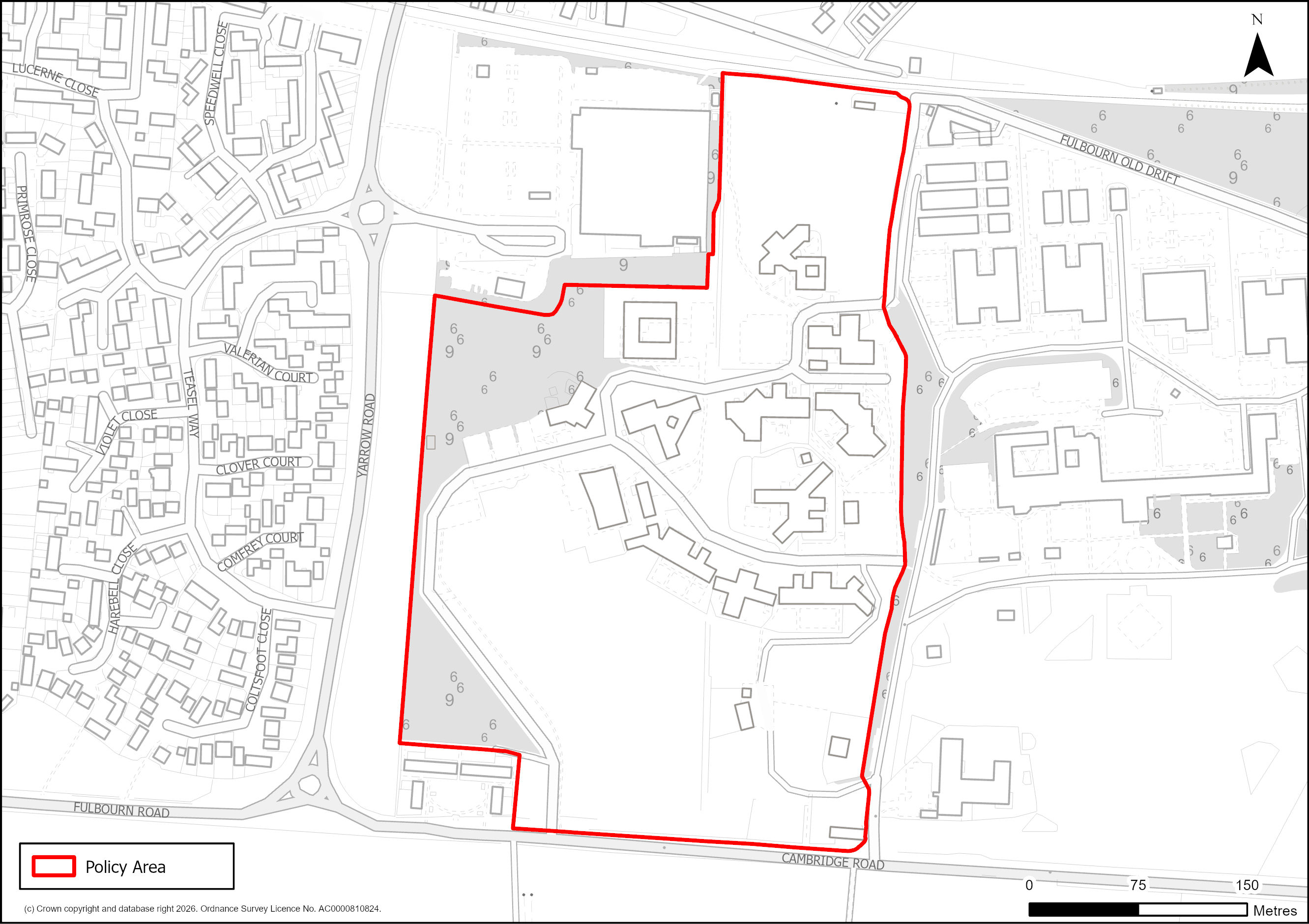 Site Plan of S/AMC/FH: Fulbourn Hospital Area of Major Change