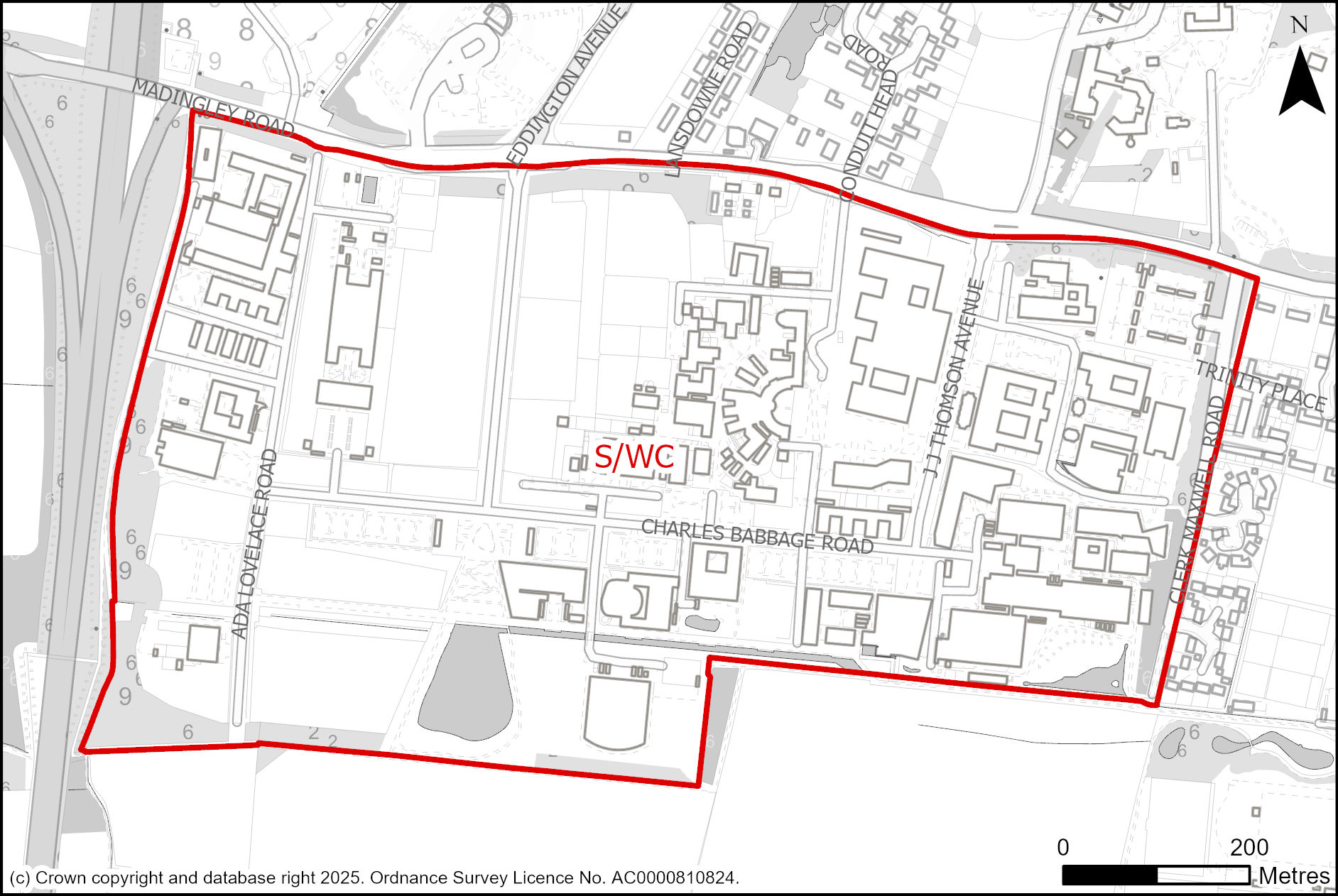 Site plan of West Cambridge