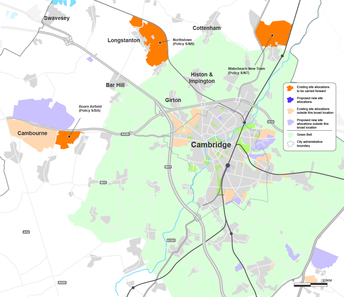 Map showing existing new settlements.