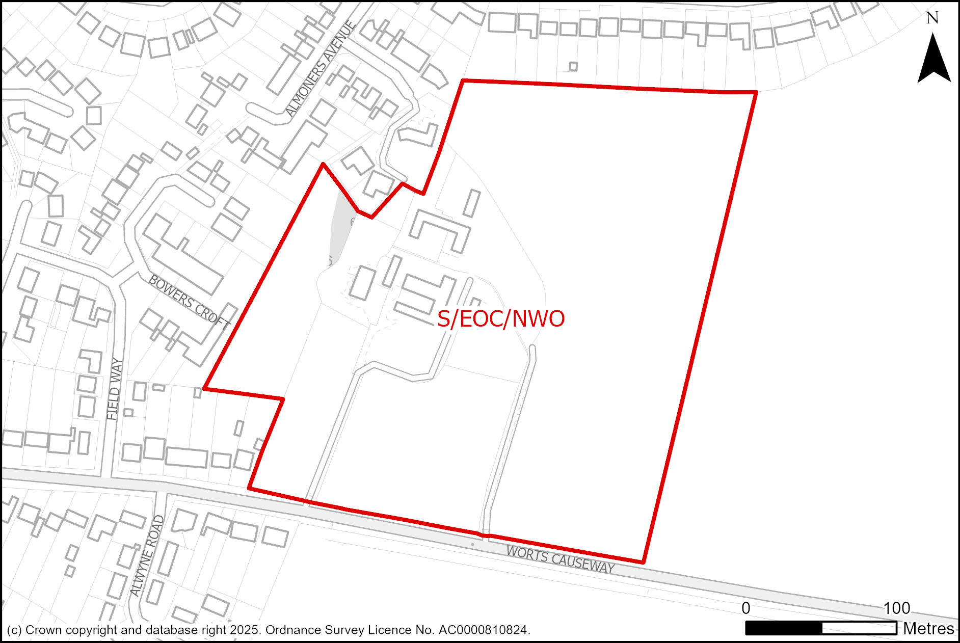 Site plan of Land north of Worts' Causeway