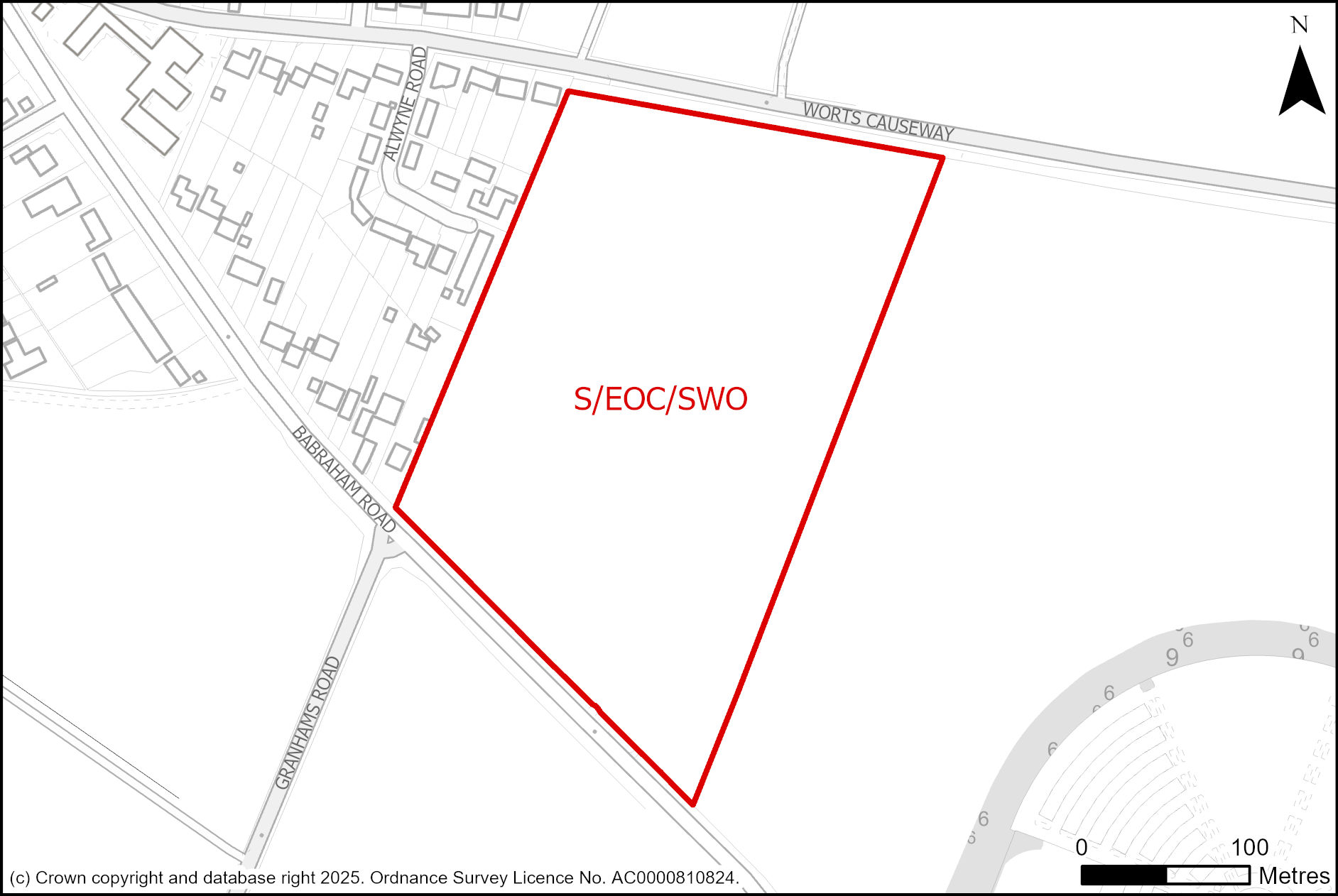 Site plan of Land south of Worts' Causeway