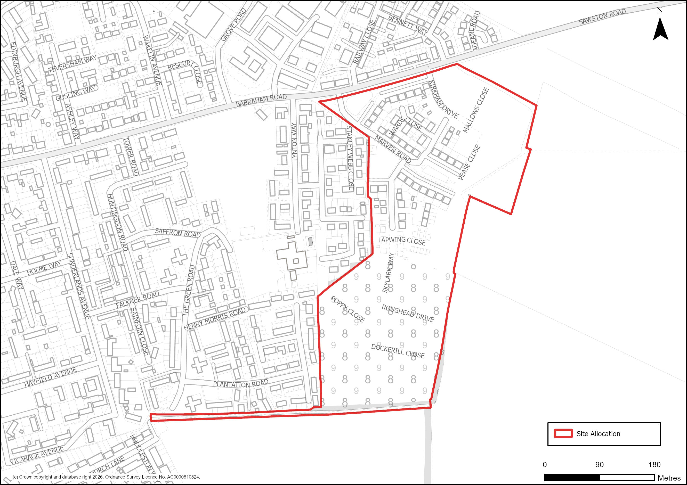 Site Plan of S/RSC/SBR: Land south of Babraham Road, Sawston