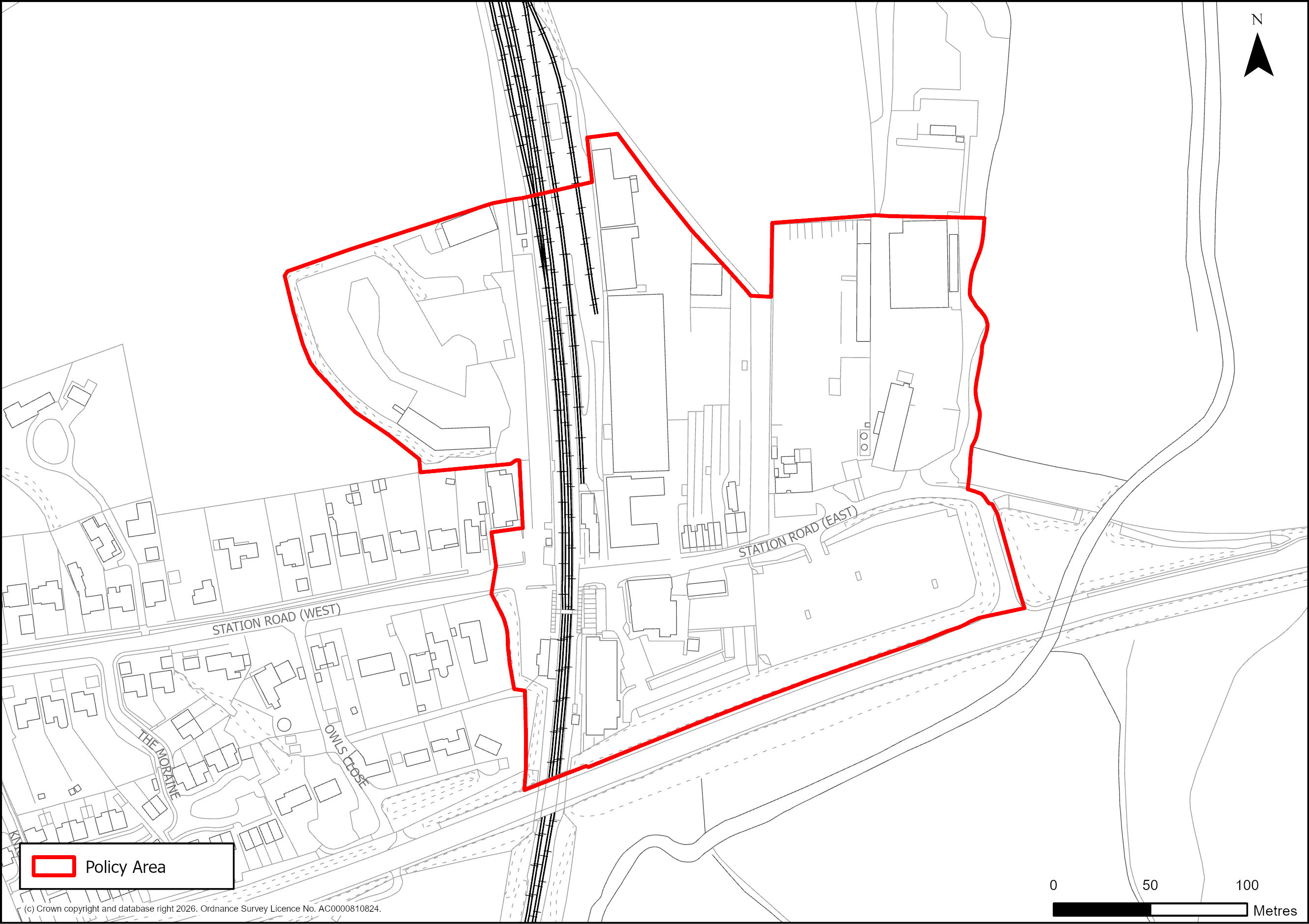 Site Plan of Policy S/AMC/WHD: Whittlesford Parkway Station Policy Area, Whittlesford Bridge Area of Major Change