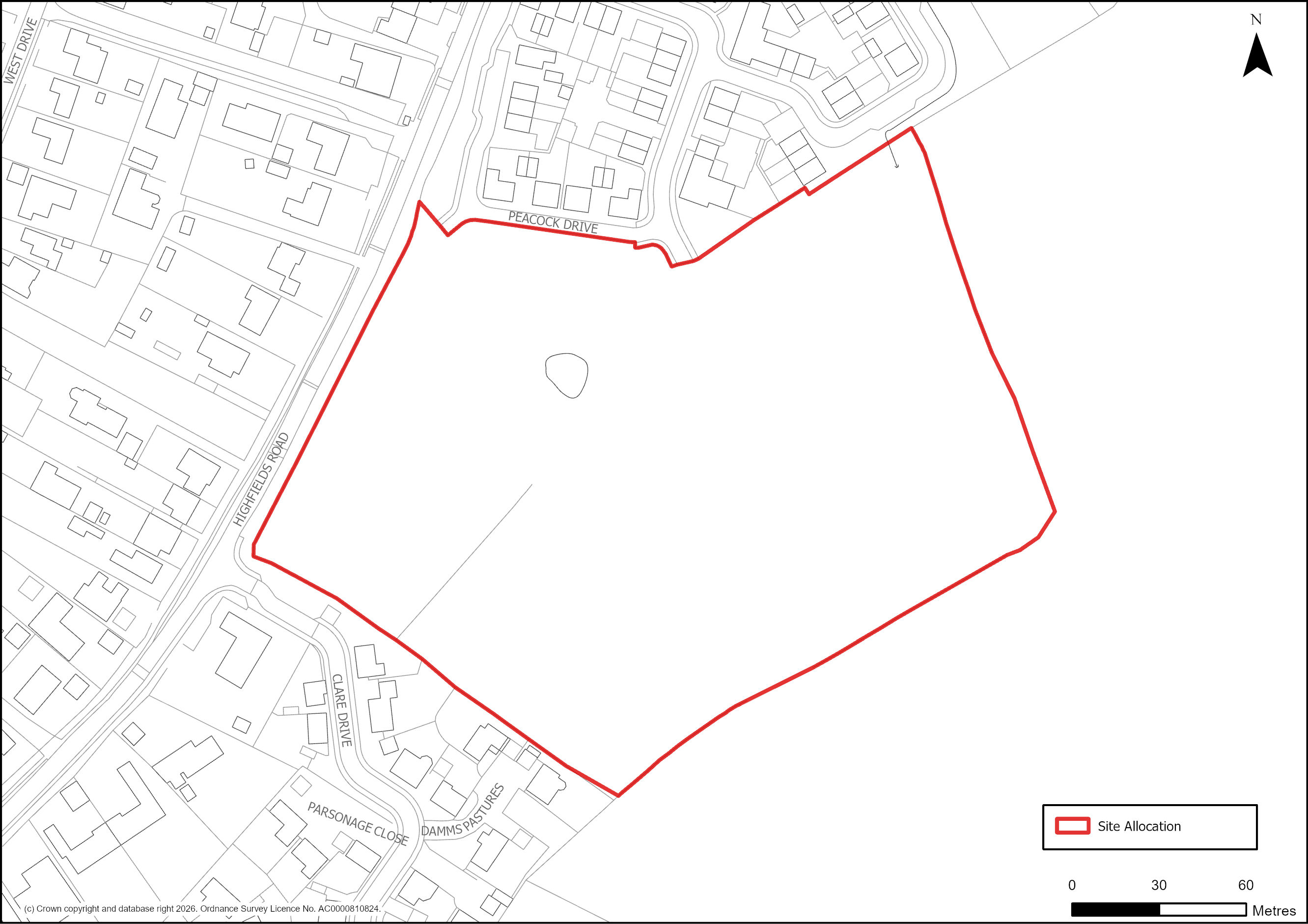Site Plan of S/RRA/H: Land at Highfields (phase 2), Caldecote