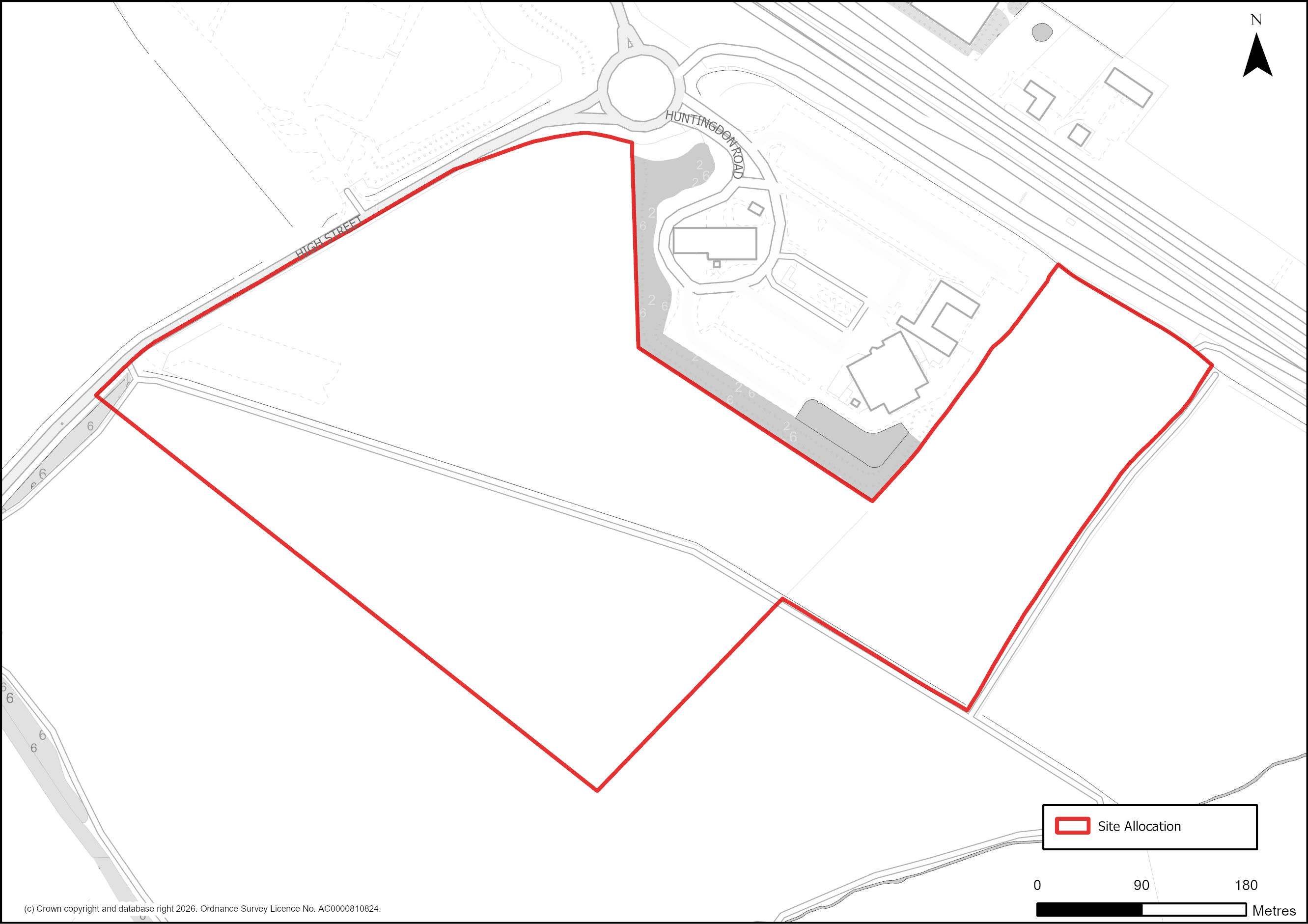 Site Plan of S/RRA/SCS: Land to the south of Cambridge Services, A14
