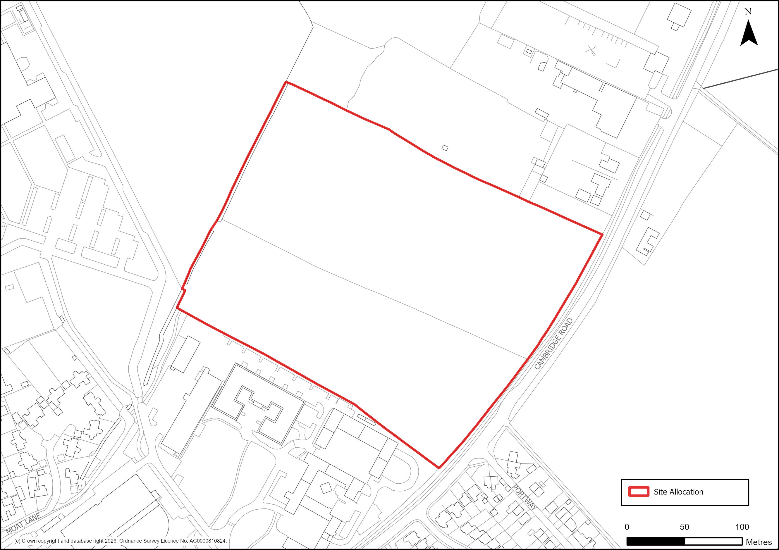 Site Plan of S/RRA/CR: Land to the west of Cambridge Road, Melbourn