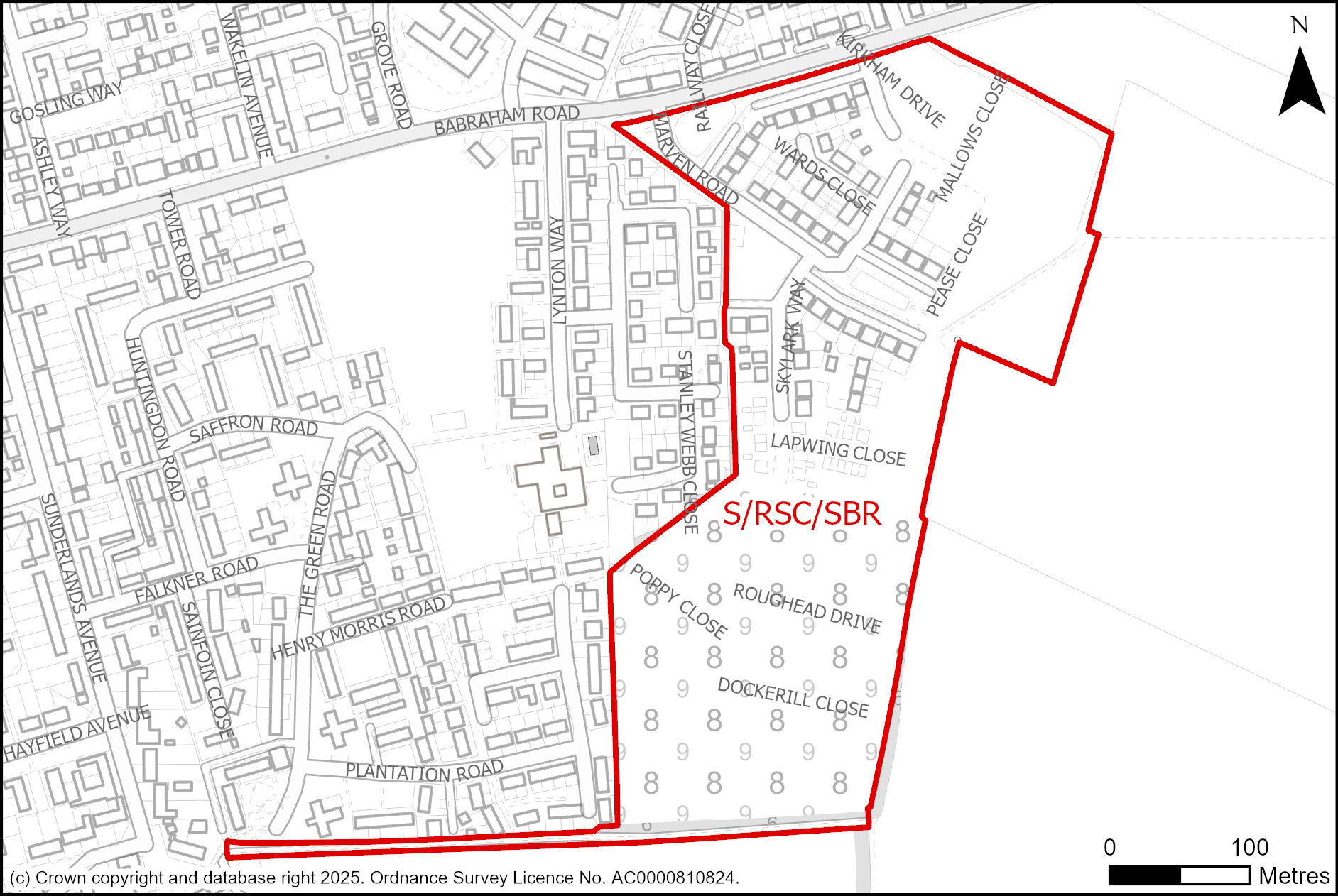 Site plan of land south of Babraham Road, Sawston