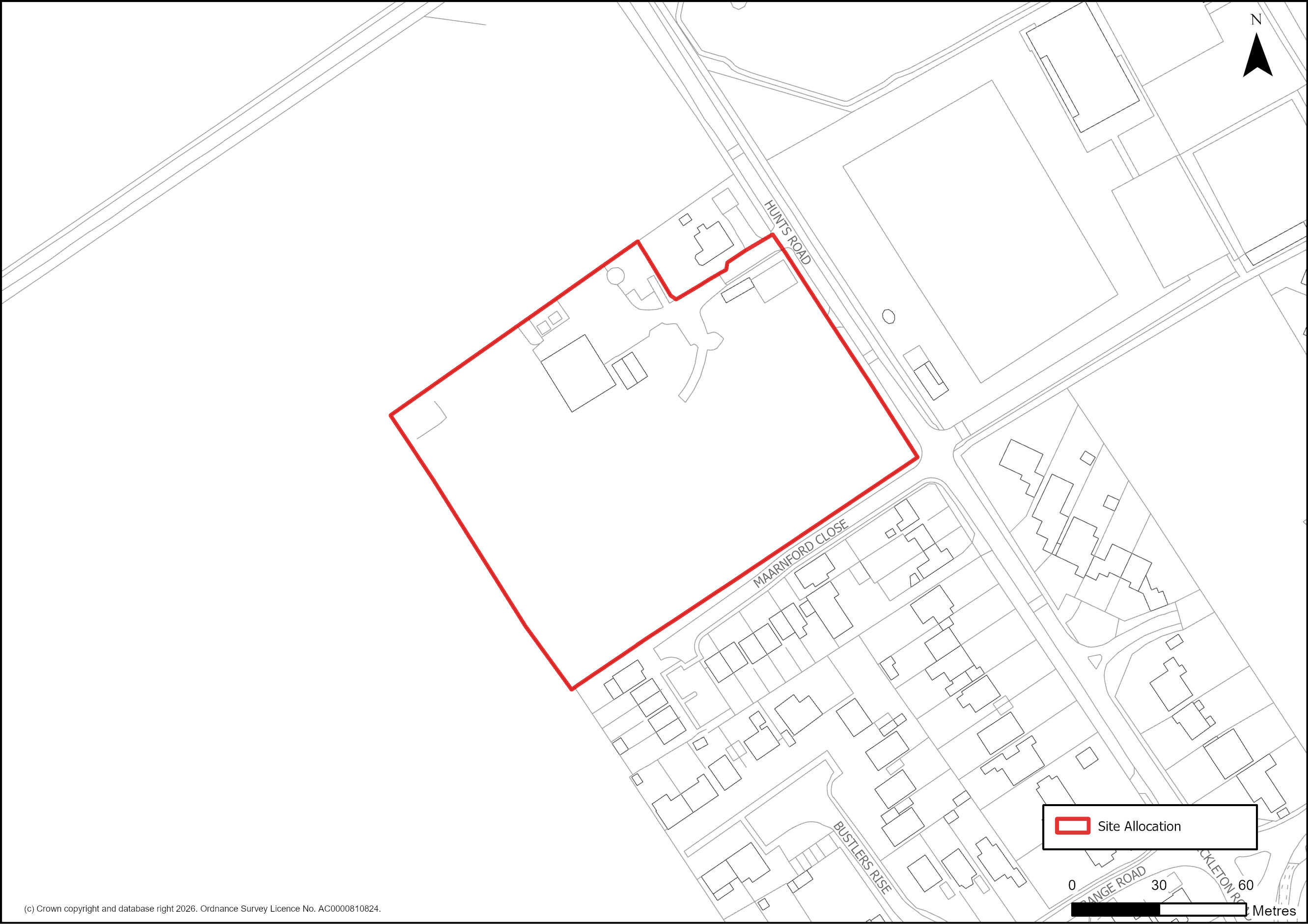 Site Plan of S/RSC/MF: Land at Maarnford Farm, Hunts Road, Duxford.