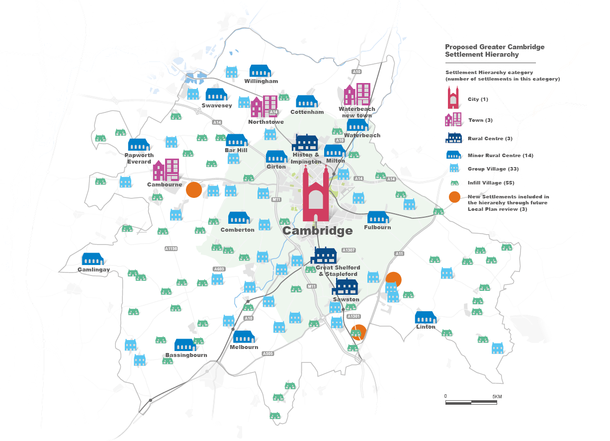 Map showing proposed settlement hierachy
