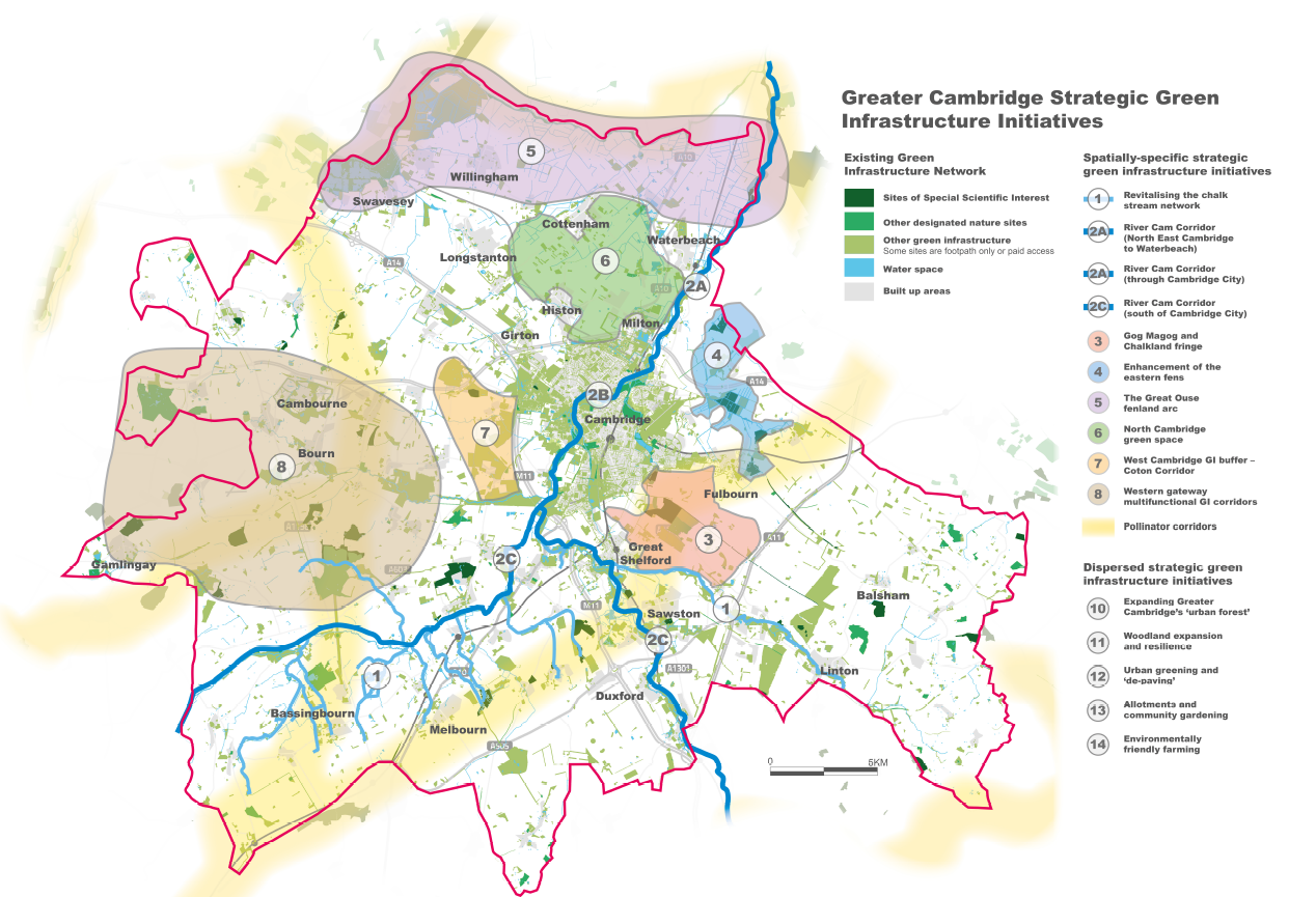 Map showing proposed Strategic Green Infrastructure initiatives 