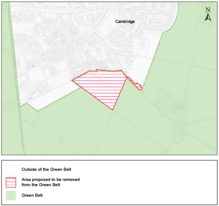 Map of Green Belt release to enable delivery of Cambridge Biomedical Campus 