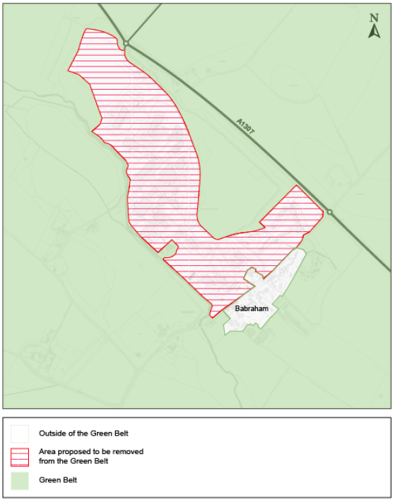 Map of Green Belt release to enable delivery of Babraham Research Campus