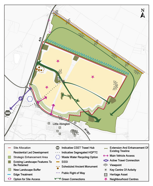 Indicative Spatial Framework for Policy S/GF: Land Adjacent to A11 and A1307 at Grange Farm