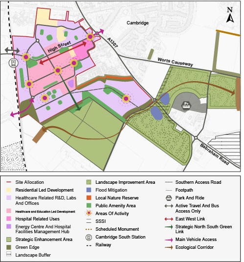 Indicative Spatial Framework for S/CBC: Cambridge Biomedical Campus (including Addenbrooke’s Hospital).