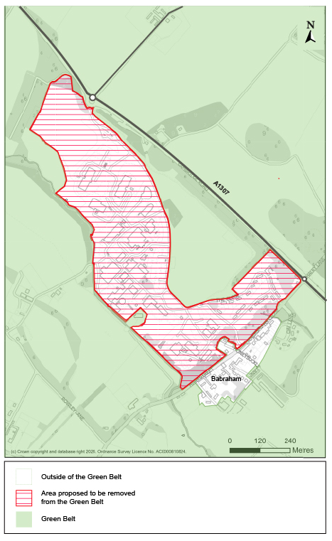 Map of Green Belt release to enable delivery of Babraham Research Campus 