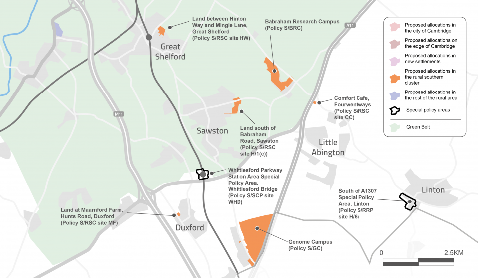 Figure 33: Map showing proposed development sites in the rural southern cluster