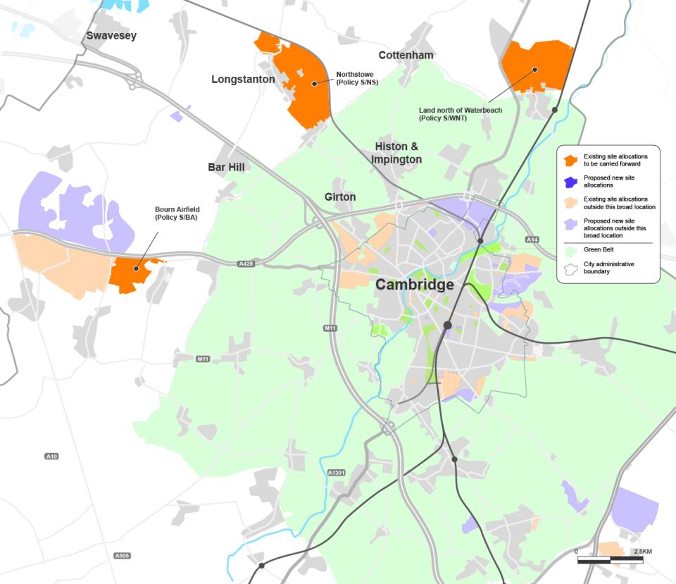 Map showing existing new settlements