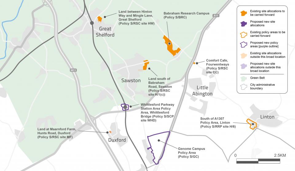 Figure 33: Map showing proposed development sites in the rural southern cluster