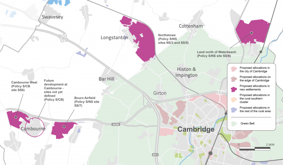 Figure 32: Map showing proposed development sites – new settlements