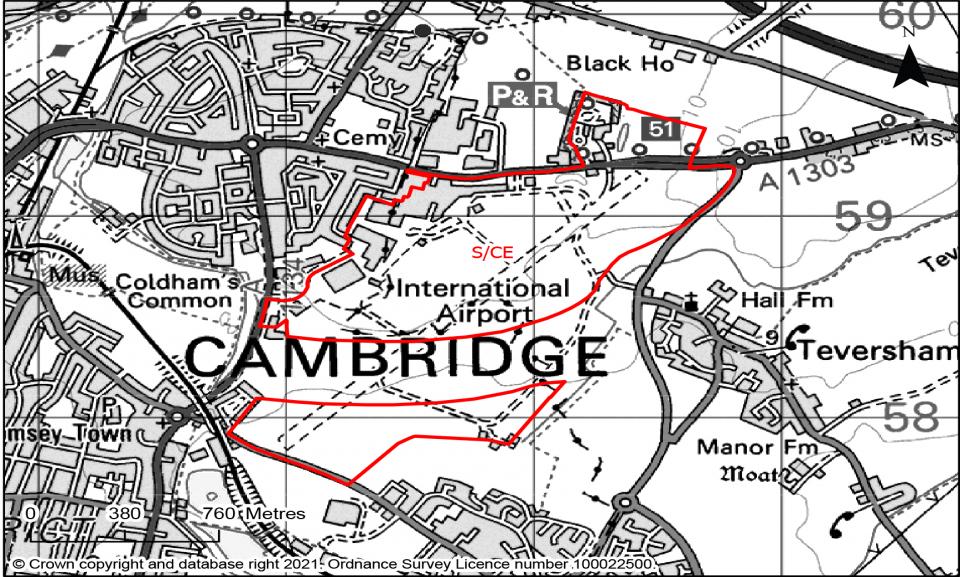 Figure 26: Map showing boundary of proposed Cambridge East allocation