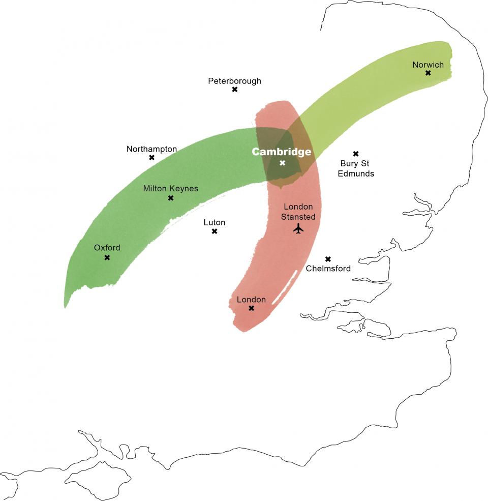 Figure 1: Greater Cambridge in the wider region