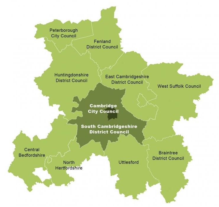 Figure 2: Greater Cambridge and its neighbouring local authorities
