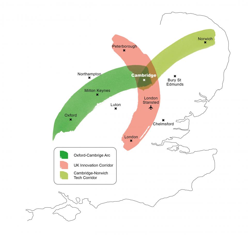 Figure 1: Greater Cambridge in the wider region