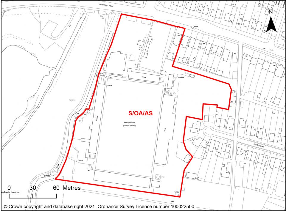 Figure 21: Map showing new proposed opportunity area at the Abbey Stadium